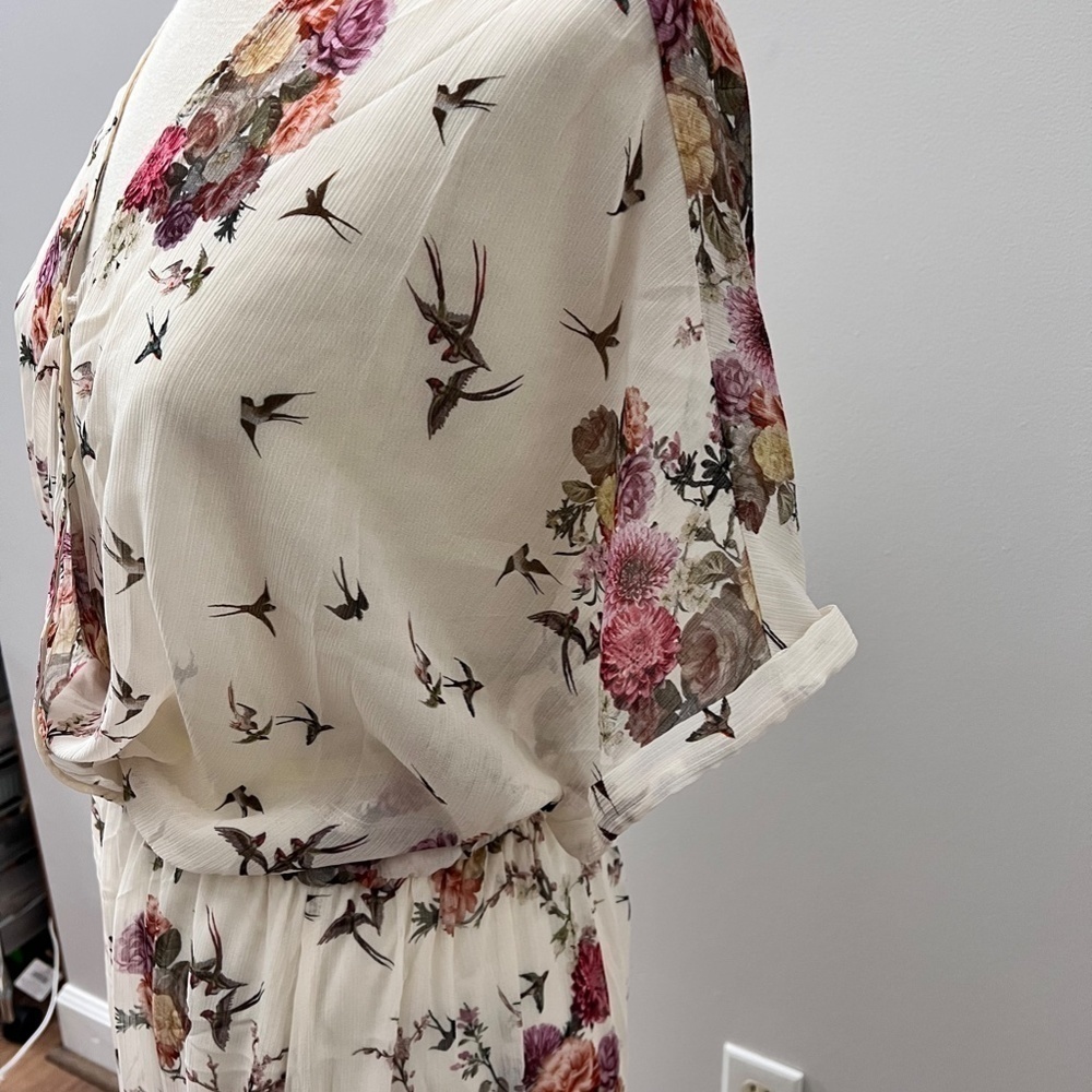 🎉Host Pick🎉 ZARA Trafaluc Bird / Floral Sheer Maxi Dress Sz M - Picture 6 of 15